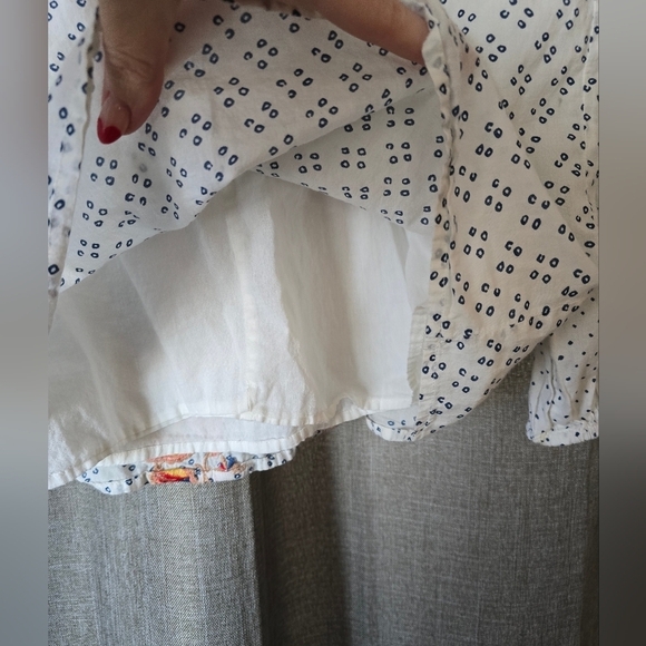 Bohme Floral Embroidered Beaded V Neck Blouse Size M Boho White - Picture 5 of 7